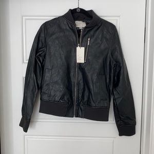 NEW A New Day Faux Black Leather Jacket w Zipper S